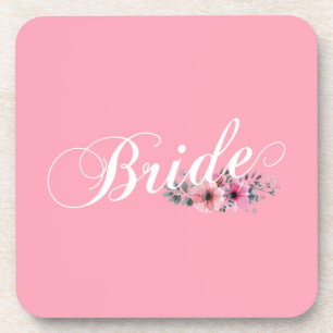 Eenvoudige Bride Floral Calligrafie   ONDERZETTER