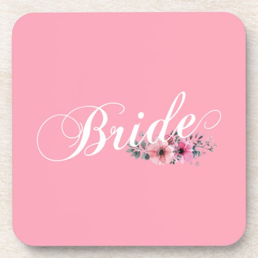 Eenvoudige Bride Floral Calligrafie | ONDERZETTER (Voorkant)