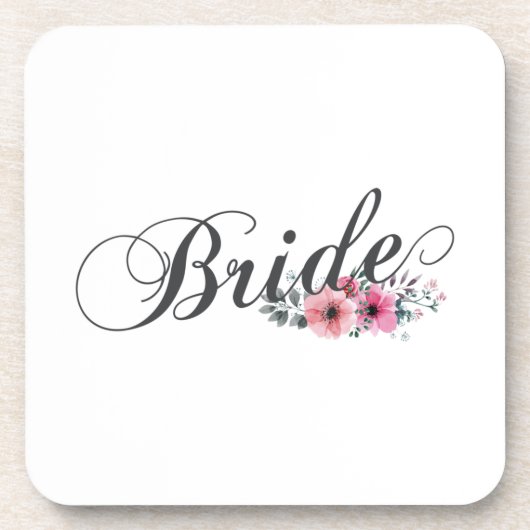 Eenvoudige Bride Floral Calligrafie | ONDERZETTER (Voorkant)