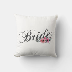 Eenvoudige Bride Floral Calligrafie   Sierkussen