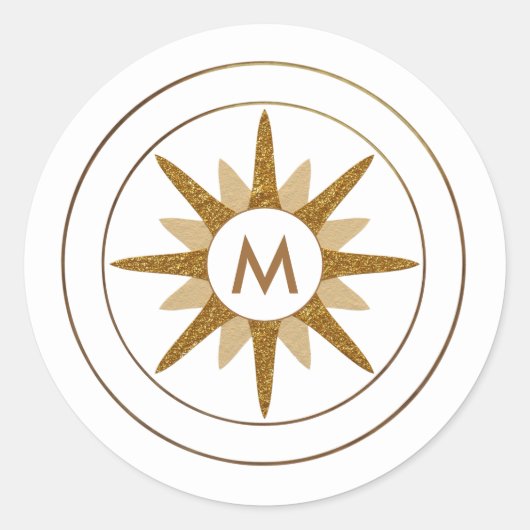 Eenvoudige brief bij minimale Gold Starst Ronde Sticker (Voorkant)