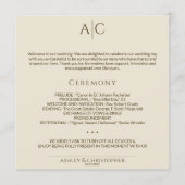 Eenvoudige Brons & Goud Monogram Huwelijksceremoni Programmakaart (Voorkant)