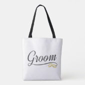 Eenvoudige Bruid Bloem Bruiloft Calligrafie | Bood Tote Bag (Achterkant)