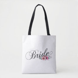 Eenvoudige Bruid Bloem Calligrafie | Boodschappent Tote Bag