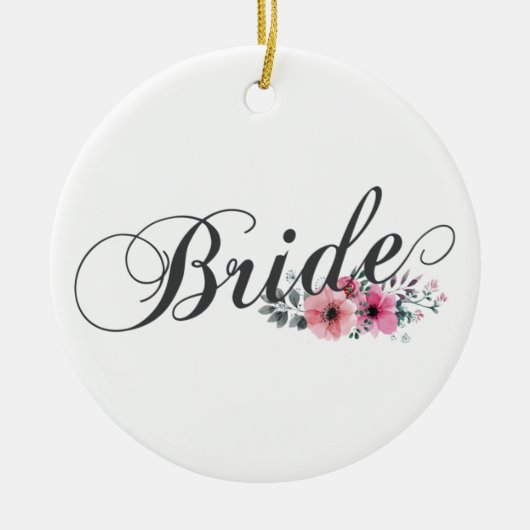 Eenvoudige bruid bloemcalligrafie | Kerstversierin Keramisch Ornament (Voorkant)