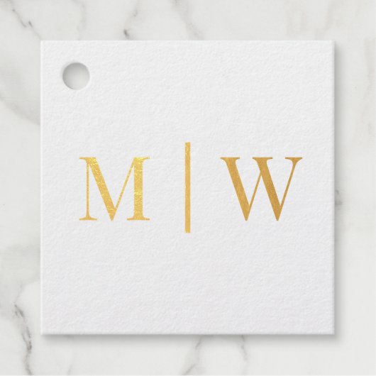 Eenvoudige bruid bruidegom bruiloft 2 Initiaal Mon Bedankjes Labels (Voorkant)