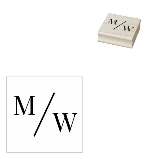 Eenvoudige bruid bruidegom bruiloft 2 Initiaal Mon Rubberstempel (Gestempeld)