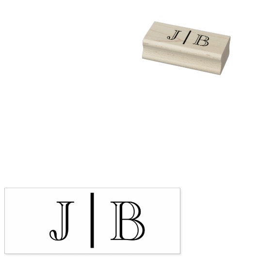 Eenvoudige bruid bruidegom bruiloft 2 Initiaal Mon Rubberstempel (Gestempeld)