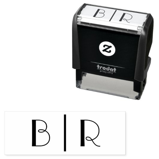 Eenvoudige bruid bruidegom bruiloft 2 Initiaal Mon Zelfinktende Stempel (In situ)