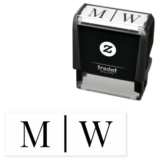 Eenvoudige bruid bruidegom bruiloft 2 Initiaal Mon Zelfinktende Stempel (In situ)