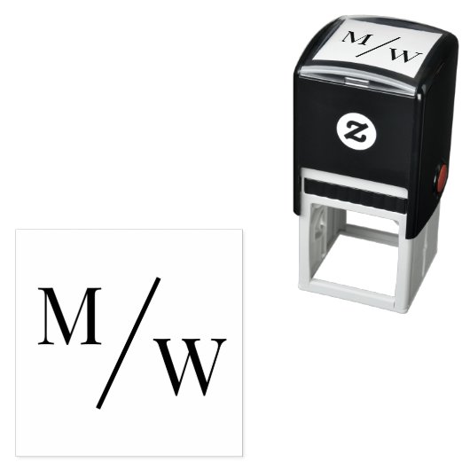 Eenvoudige bruid bruidegom bruiloft 2 Initiaal Mon Zelfinktende Stempel (In situ)