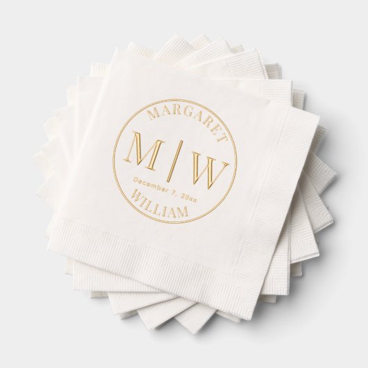 Eenvoudige bruid bruidegom bruiloft 2 Initiaal Nam Folie Servetten (Insitu (Gestapeld))