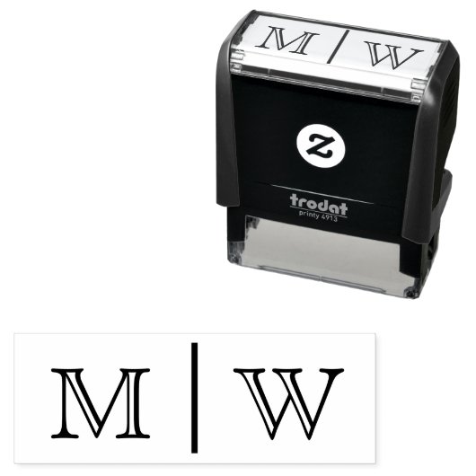 Eenvoudige bruid bruidegom trouw 2 initiaal monogr  zelfinktende stempel (In situ)