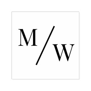 Eenvoudige bruid bruidegom trouw 2 initiaal monogr  zelfinktende stempel