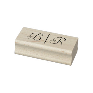 Eenvoudige Bruid Bruidegom Trouwen 2 Initiaal Mono Rubberstempel