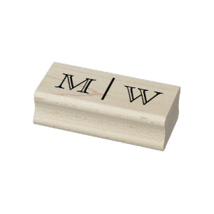 Eenvoudige Bruid Bruidegom Trouwen 2 Initiaal Mono Rubberstempel
