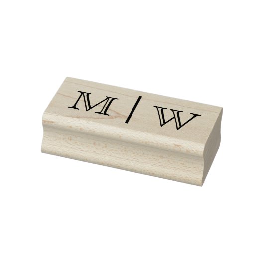 Eenvoudige Bruid Bruidegom Trouwen 2 Initiaal Mono Rubberstempel (Stempel)