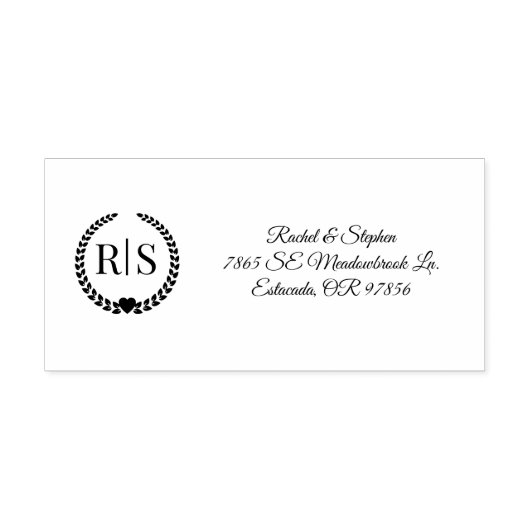Eenvoudige bruid en bruidegom Monogram Retouradres Zelfinktende Stempel (Design)