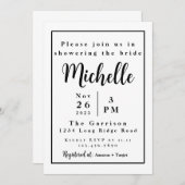 Eenvoudige bruiddoucheuitnodiging | Minimalistisch Kaart (Voorkant / Achterkant)