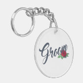 Eenvoudige Bruidegom Bloem Bruiloft Calligrafie |  Sleutelhanger (Voorkant Links)