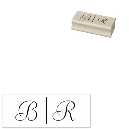 Eenvoudige bruidegom bruiloft 2 Initiaal Monogram  Rubberstempel (Gestempeld)