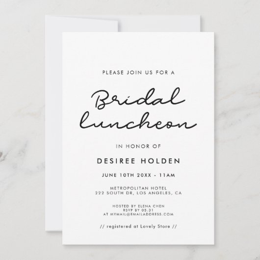 Eenvoudige bruids lunch kaart (Voorkant)