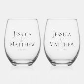 Eenvoudige bruids partij Huwelijkscadeaus Wijnglas Zonder Voet (Voorkant)