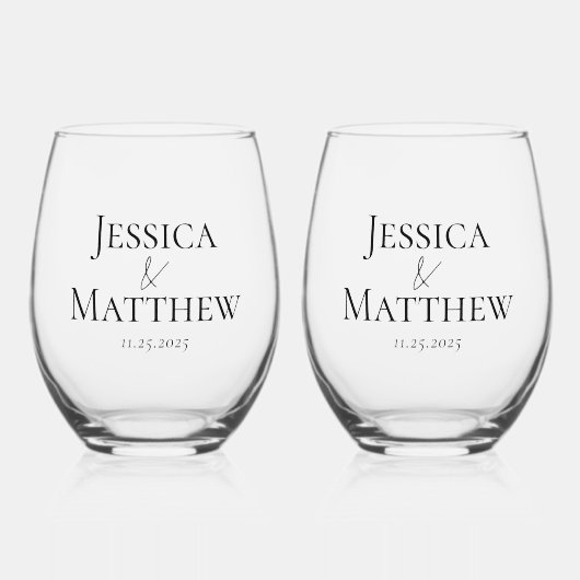 Eenvoudige bruids partij Huwelijkscadeaus Wijnglas Zonder Voet (Voorkant)