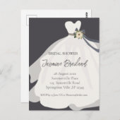 Eenvoudige Bruidsjurk met Bloemen Bruiloftsshower Briefkaart (Voorkant / Achterkant)