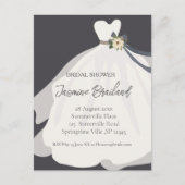 Eenvoudige Bruidsjurk met Bloemen Bruiloftsshower Briefkaart (Voorkant)