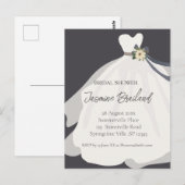 Eenvoudige Bruidsjurk met Bloemendesign Bruidsbeur Briefkaart (Voorkant / Achterkant)