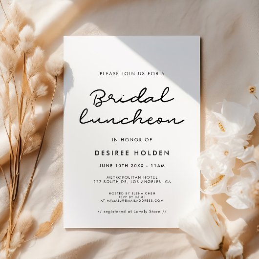 Eenvoudige bruidslunch kaart