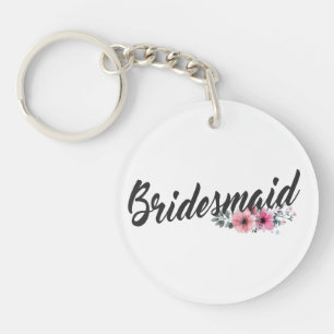 Eenvoudige bruidsmeisje bruiloft calligrafie Sle Sleutelhanger