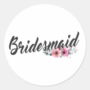 Eenvoudige bruidsmeisje-huwelijk kalligrafie Sti Ronde Sticker