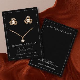Eenvoudige bruidsmeisje Oorbel & Ketting Display K Plaatskaartje