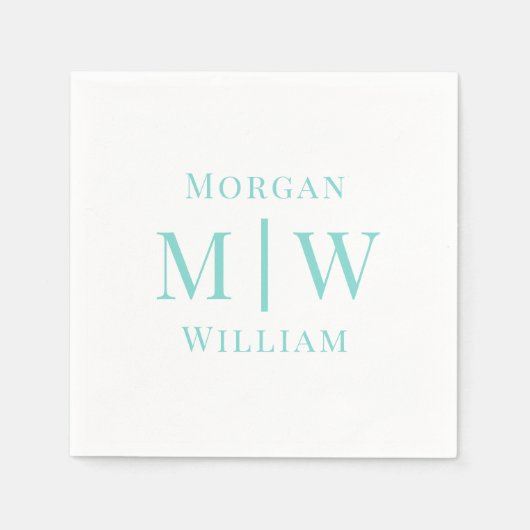 Eenvoudige Bruiloft 2 Initiaal Naam VS DIY Kleuren Servet (Voorkant)