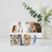 Eenvoudige bruiloft 5 fotocollage briefkaart (Staand voorkant)