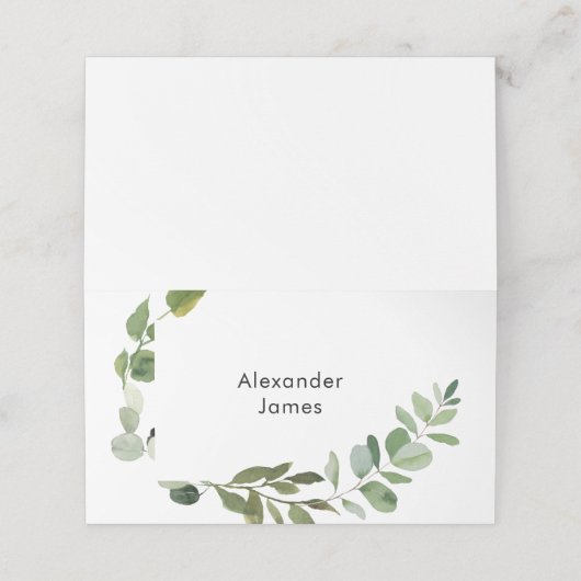 Eenvoudige bruiloft Aangepaste naam Plaatskaartje (Buitenkant ongevouwen)