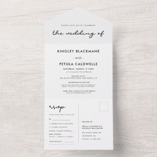 Eenvoudige bruiloft all in one uitnodiging (Binnen)