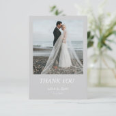 Eenvoudige bruiloft bedankkaart met notitie (Staand voorkant)