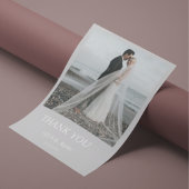 Eenvoudige bruiloft bedankkaart met notitie