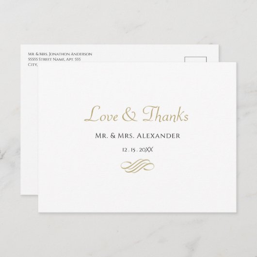 Eenvoudige bruiloft Bedankt Black White Bruid Brui Briefkaart (Voorkant / Achterkant)