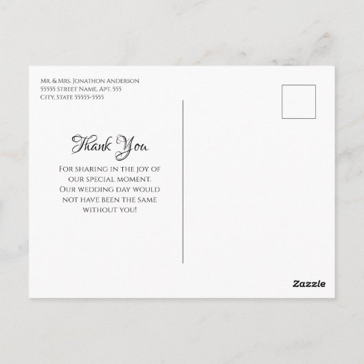 Eenvoudige bruiloft Bedankt Black White Bruid Brui Briefkaart (Achterkant)