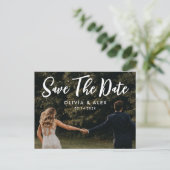 Eenvoudige bruiloft Bewaar de datumfoto Briefkaart (Staand voorkant)
