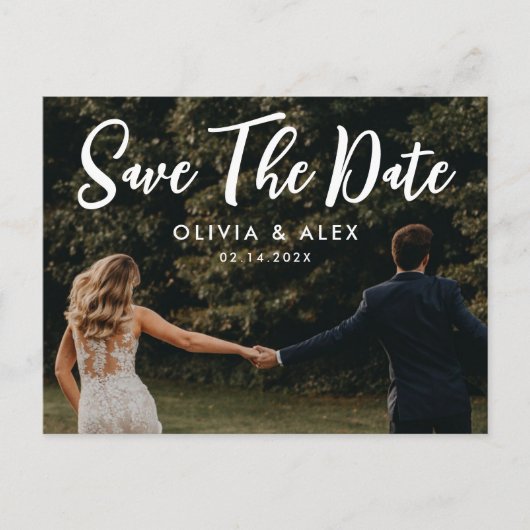 Eenvoudige bruiloft Bewaar de datumfoto Briefkaart (Voorkant)