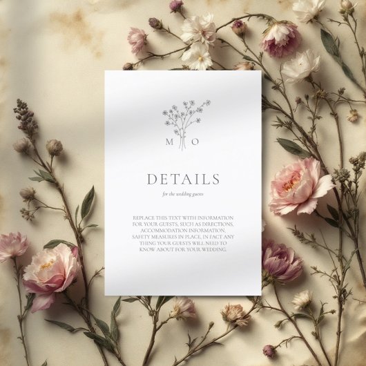 Eenvoudige bruiloft boeket bloemen behuizing kaart