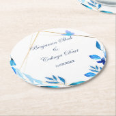 Eenvoudige bruiloft costar met blauw bloemblad en  ronde kartonnen onderzetter (Gebogen)