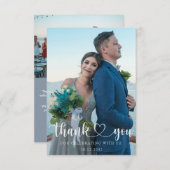 Eenvoudige bruiloft dank u 2 foto bedankkaart (Voorkant / Achterkant)