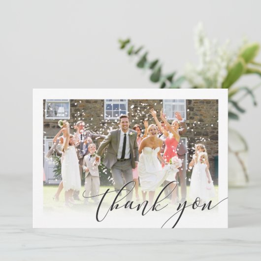 EENVOUDIGE BRUILOFT DANK U foto rand elegant Bedankkaart (Staand voorkant)