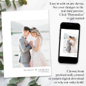 Eenvoudige bruiloft dank u kaart met foto's